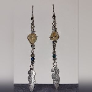 Citrine Feather Earrings Handmade